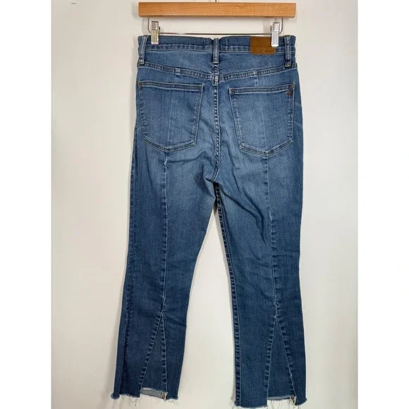 Madewell Cali Demi Boot Crop Jeans Womens Size 28 Medium Wash Frayed Hem - Picture 5 of 11